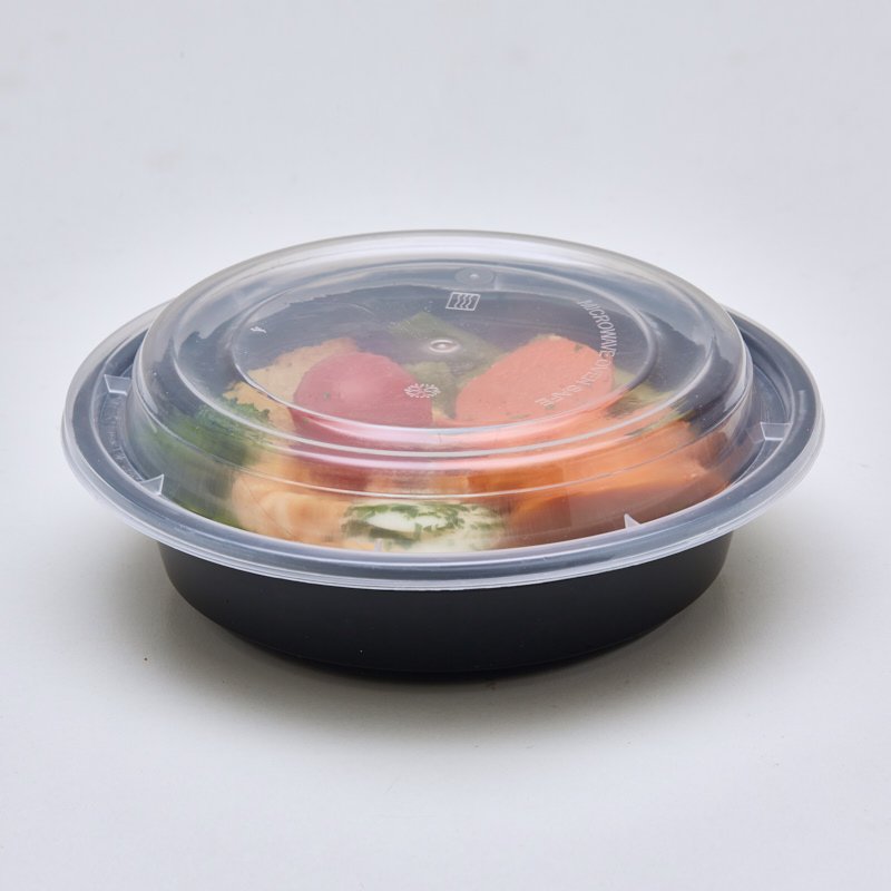 16oz Round Black Plastic take out bowl