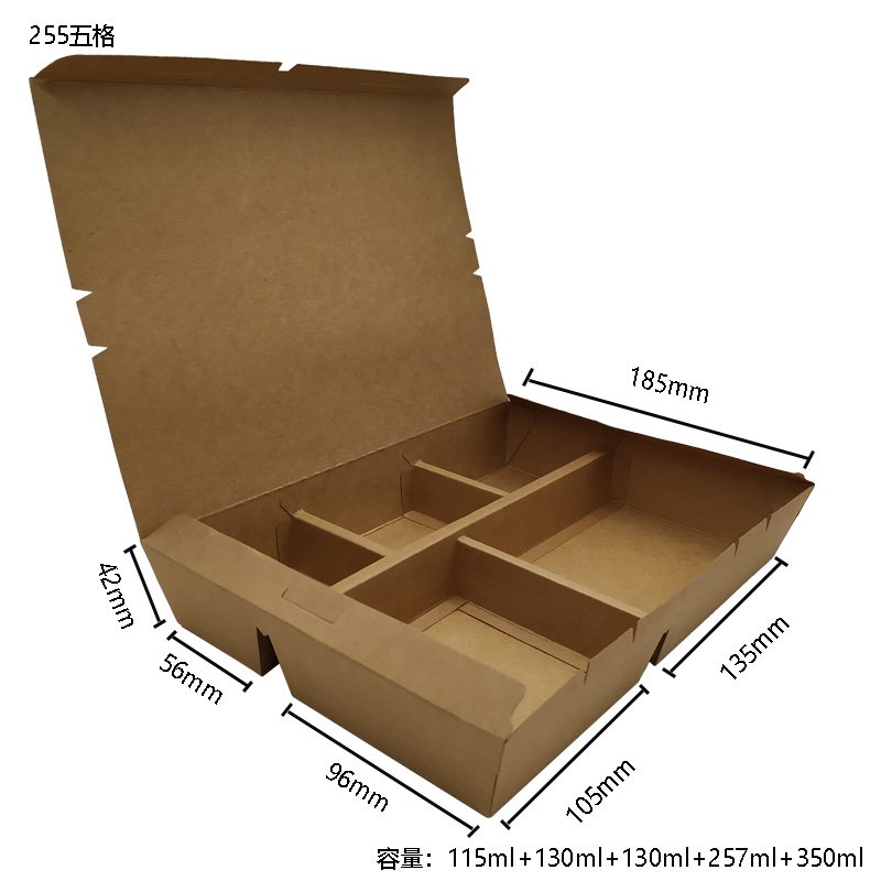 700 | 800| 900 | 1000| 1200 | 1500 | mL take away kraft paper Lattice dinning meal box - 图片 4