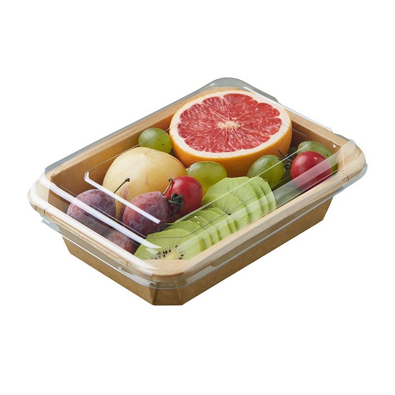 40OZ disposable rectangular paper bowl with pet lid - 图片 3