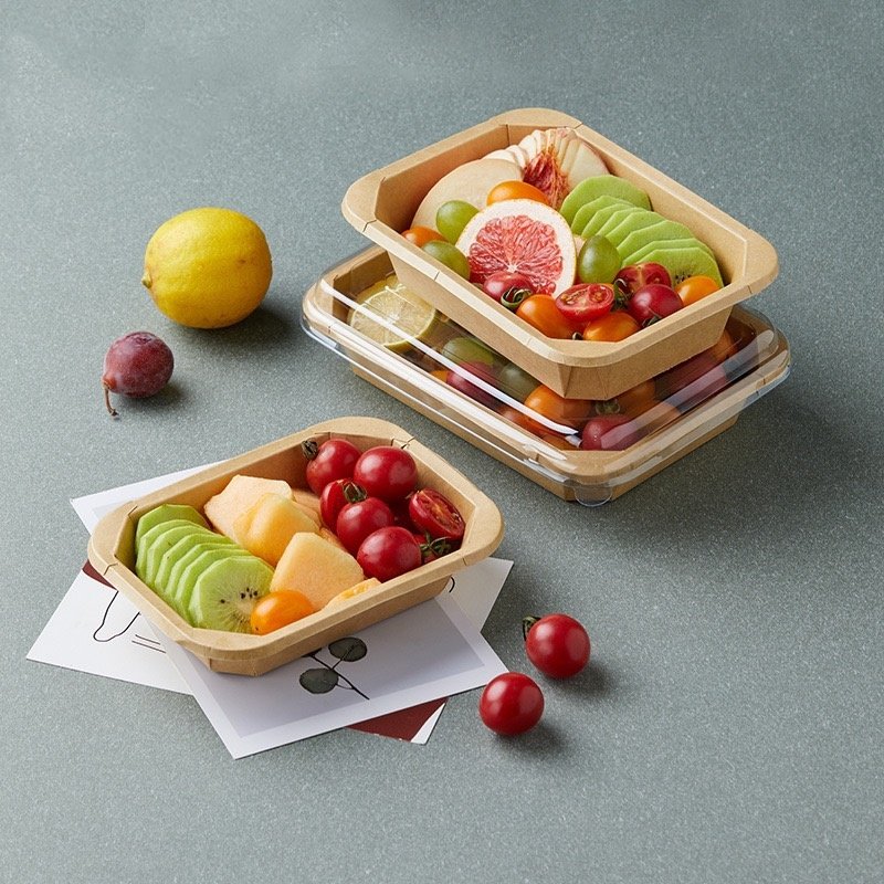 40OZ disposable rectangular paper bowl with pet lid - 图片 4
