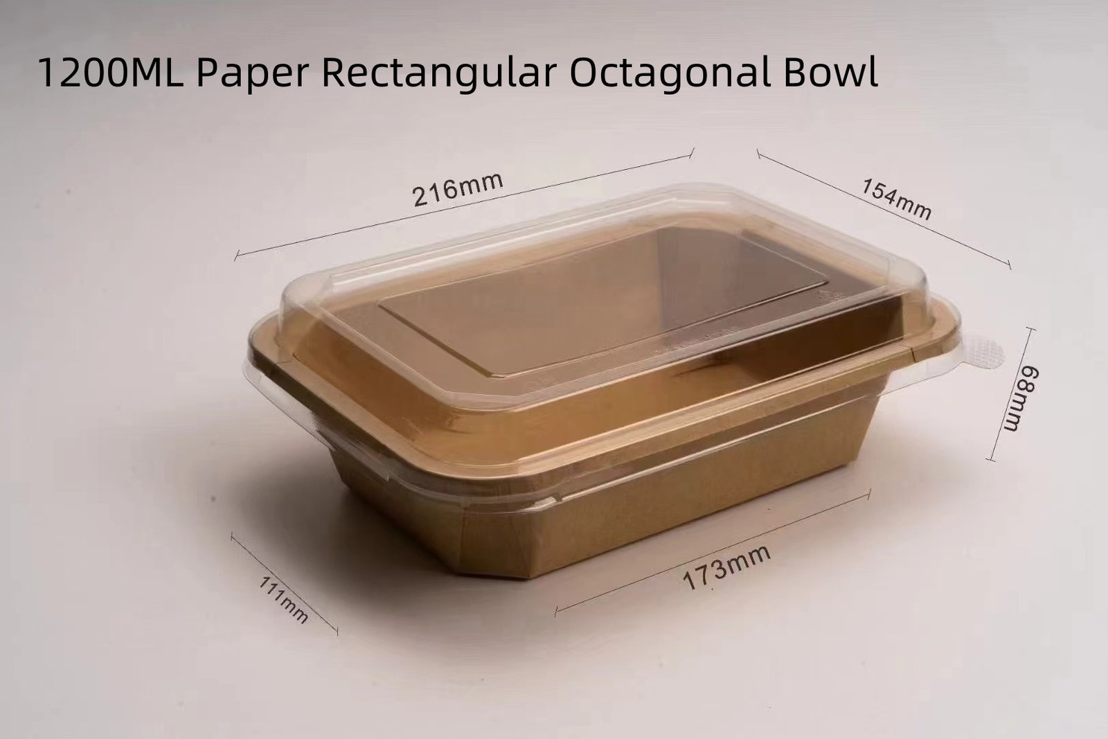 40OZ disposable rectangular paper bowl with pet lid