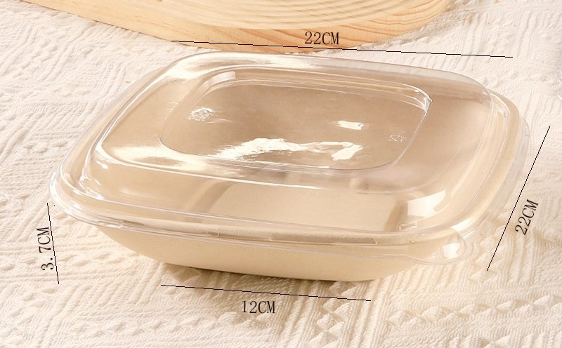 24OZ Compostable Sugarcane Bagasse Takeout Container - 图片 2