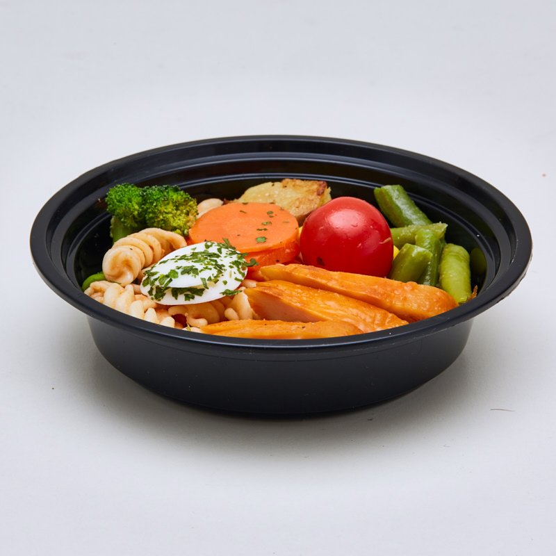 32oz Round Black Plastic to go Bowl with clear lid - 图片 2