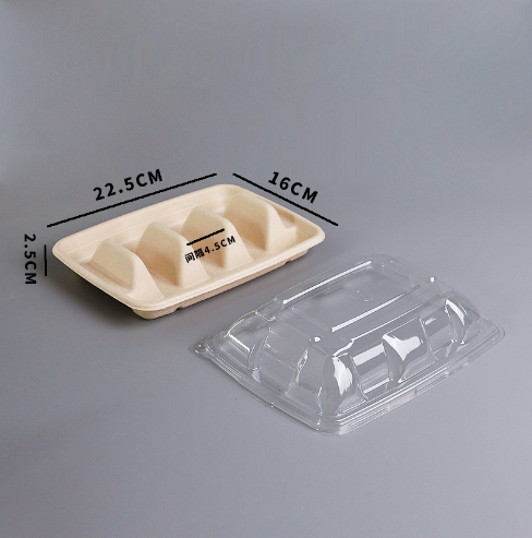 Take Away Rectangle Taco Tray | Taco Box Sugarcane Bagasse with PET Lid Recyclable Compostable - 图片 6