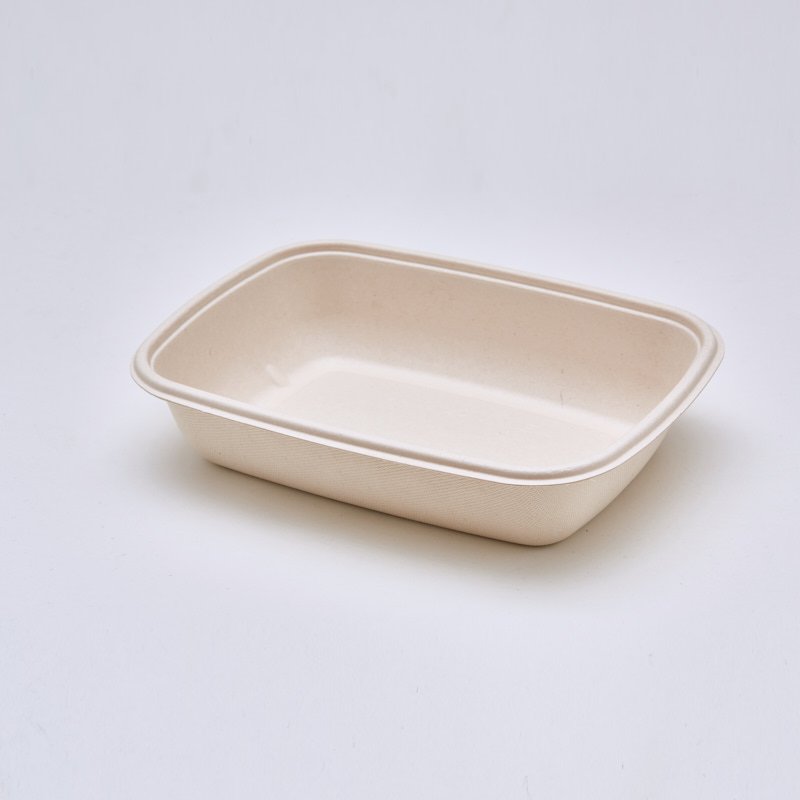 750 | 1000 mL Take Away American Style Sugarcane Bagasse Box with PET Lid Recyclable Compostable - 图片 6