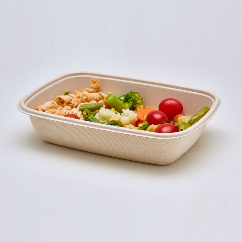 750 | 1000 mL Take Away American Style Sugarcane Bagasse Box with PET Lid Recyclable Compostable - 图片 3