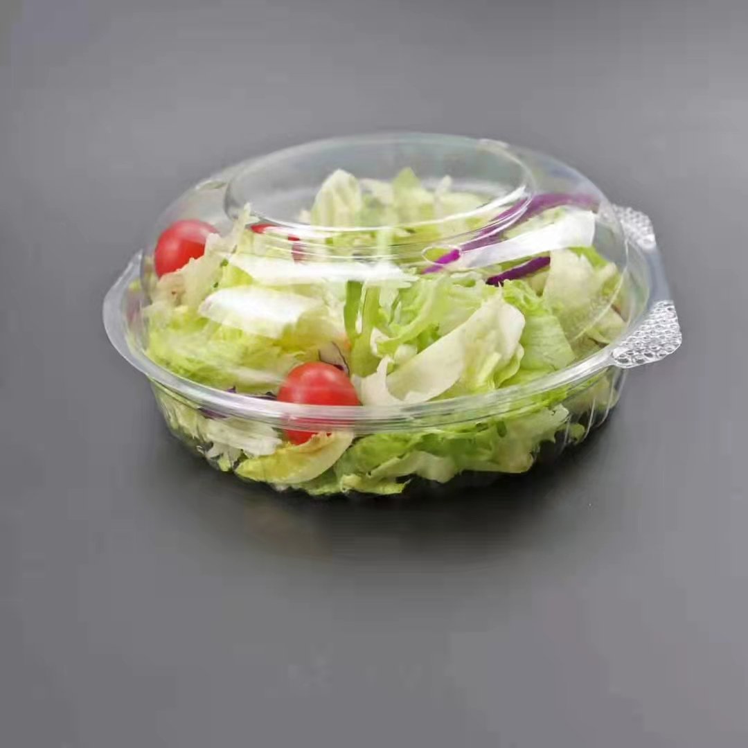 PET HINGED SALAD BOWL DISPOSABLE PET HINGED SALAD CONTAINER
