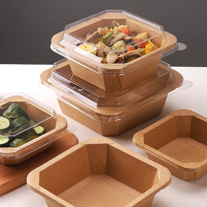 Square Octagonal Paper Bowls with Lids, Compostable Disposable 8-Sided Paper Food Bowls for Salad, Soup & Takeout, FDA Food Safe, Eco-Friendly