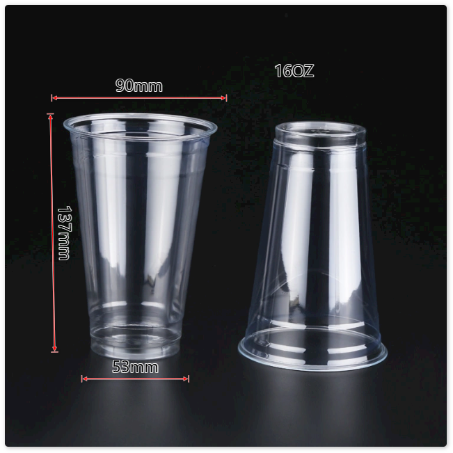 PET Cups with 90mm Lids – Clear PET Plastic Cups, Disposable BPA-Free Cold Drink PET Cups with Flat or Dome Lids, 12oz–24oz - 图片 6