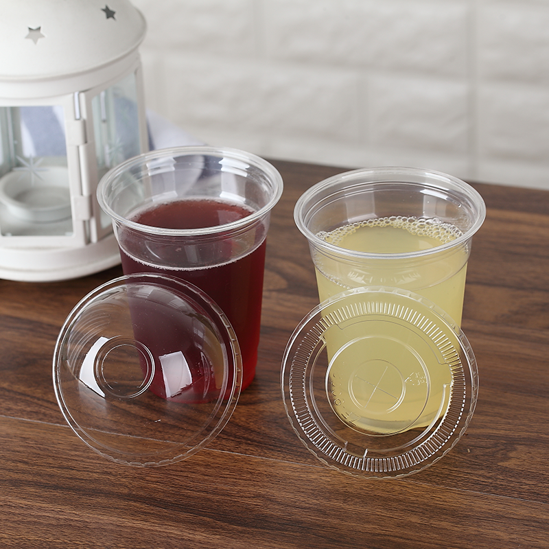 PET Cups with 90mm Lids – Clear PET Plastic Cups, Disposable BPA-Free Cold Drink PET Cups with Flat or Dome Lids, 12oz–24oz - 图片 2