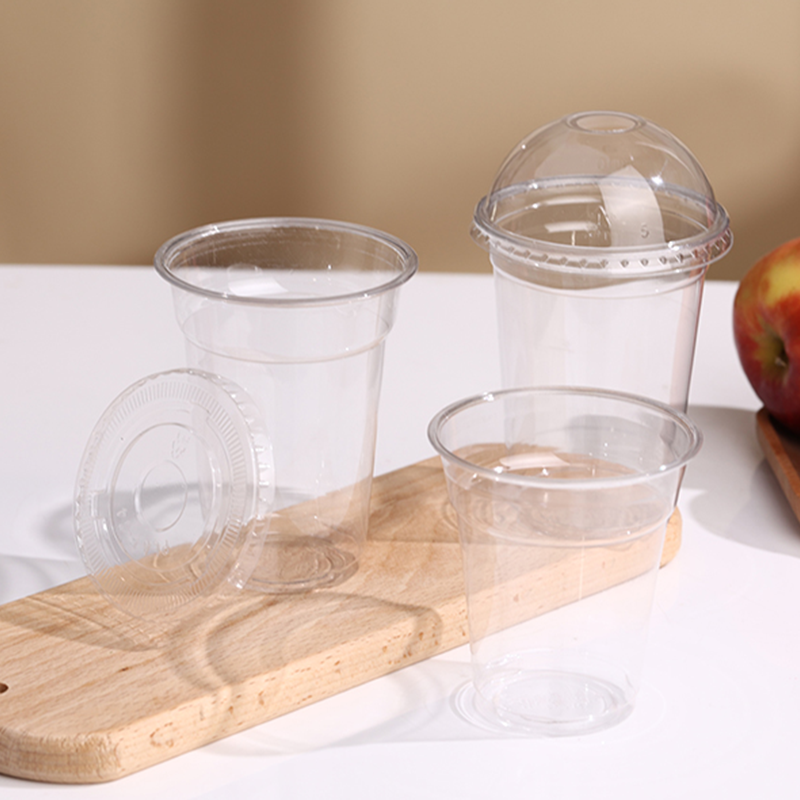 PET Cups with 78mm Lids – Clear PET Plastic Cups, Disposable & BPA-Free Cold Drink PET Cups with Flat or Dome Lids