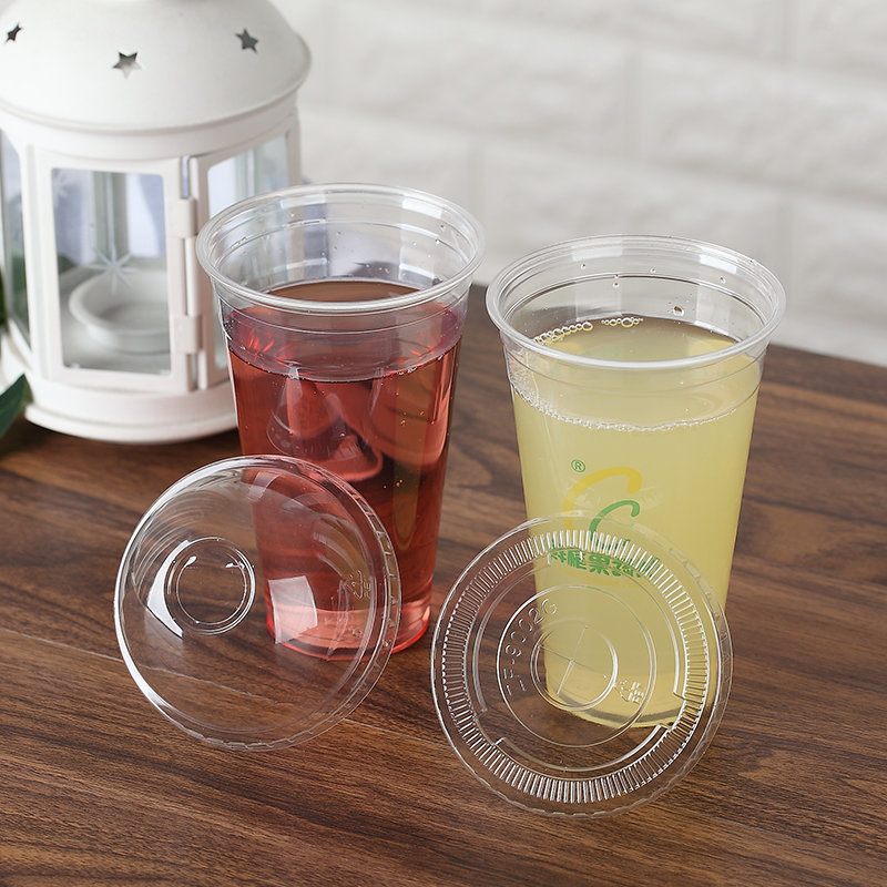 PET Cups with 90mm Lids – Clear PET Plastic Cups, Disposable BPA-Free Cold Drink PET Cups with Flat or Dome Lids, 12oz–24oz