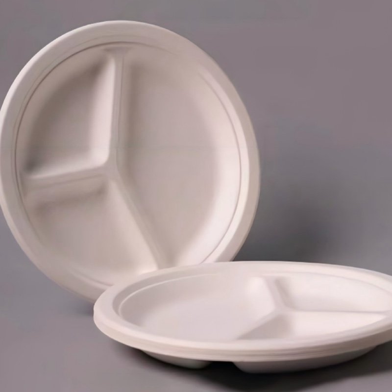 Sugarcane Bagasse 9" | 10" 3-Grid Plate - 图片 2