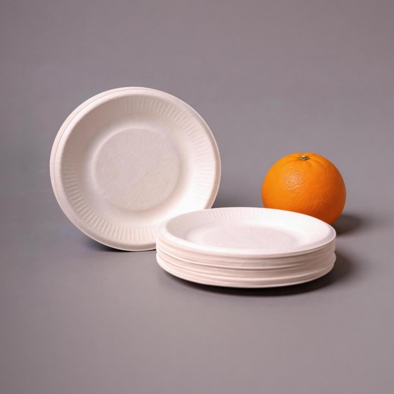 Sugarcane Bagasse 5" | 6" | 7" | 8" Ribbed Round Plate - 图片 2