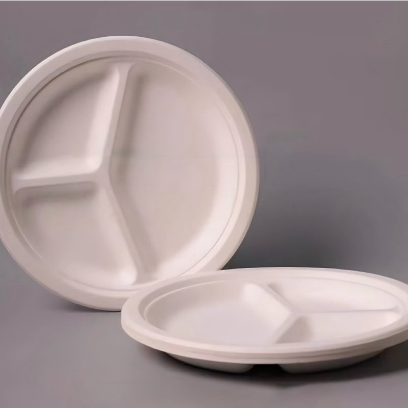Sugarcane Bagasse 9" | 10" 3-Grid Plate - 图片 3
