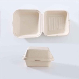 Eco-Friendly Sugarcane Bagasse Burger Boxes – Biodegradable, Disposable & Greaseproof - 图片 5