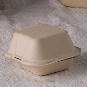 Eco-Friendly Sugarcane Bagasse Burger Boxes – Biodegradable, Disposable & Greaseproof - 图片 2