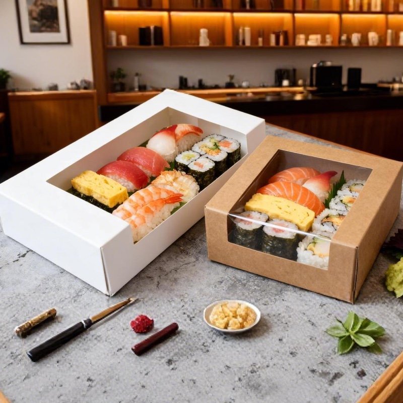 Disposable Sushi Box | Food Grade Waterproof Sushi Takeaway Container with Clear Lid (PP PET)