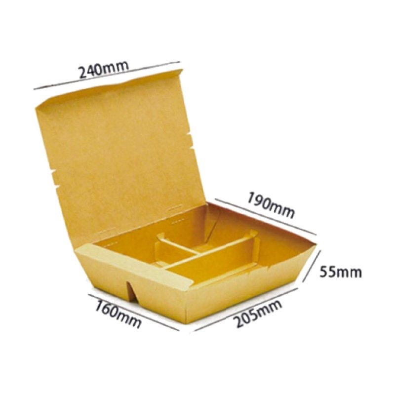 Disposable 3 Compartment Paper Food Box with Lid | Leak-Proof Food Packaging - 图片 5