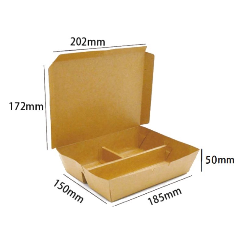 Disposable 3 Compartment Paper Food Box with Lid | Leak-Proof Food Packaging - 图片 6