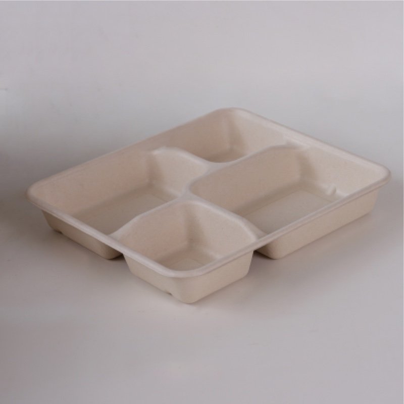 1200ml Bagasse 4 Compartment Lunch Box | Compostable & Biodegradable Food Container for Takeaway & Meal Prep - 图片 3