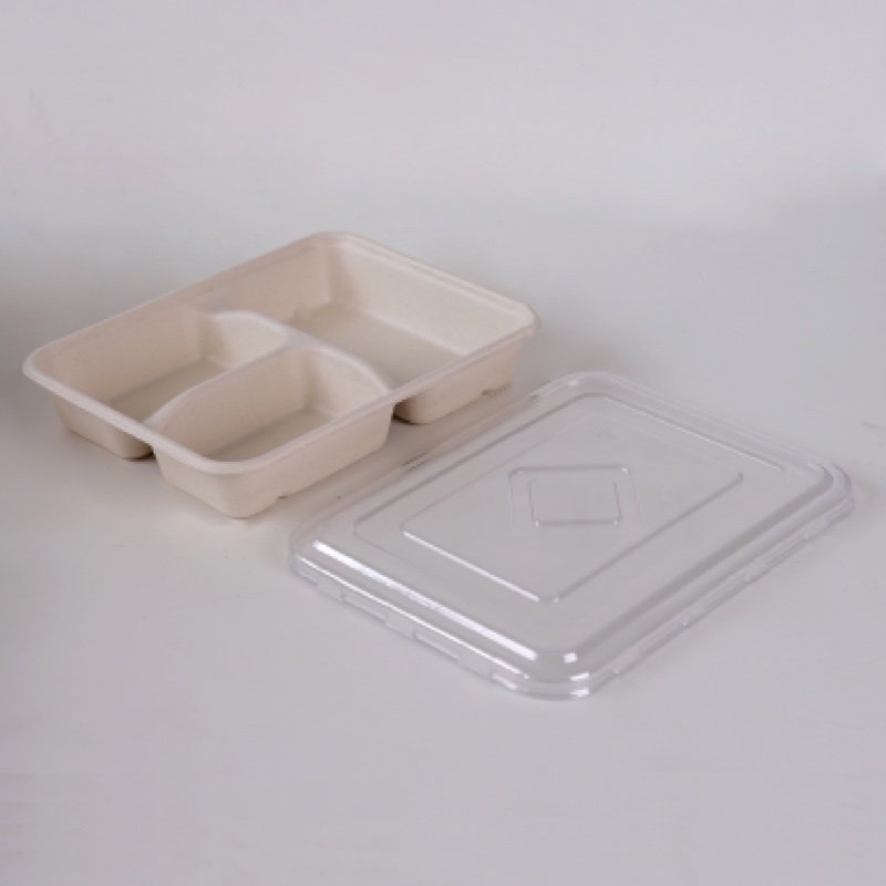 Leak Resistant Lid for 3 Compartment Containers | Compostable & Eco-Friendly Takeout Lids - 图片 2