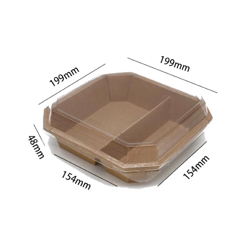 Biodegradable 2 Compartment Octagon Food Container with Lid | Eco Friendly Takeaway Box - 图片 2