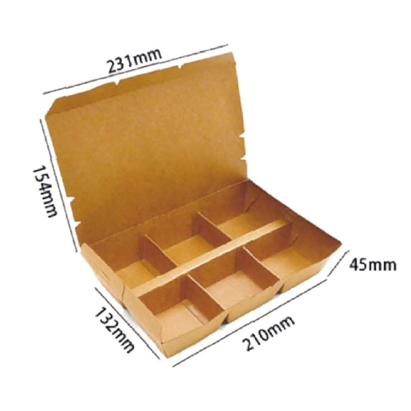 Six Compartment Paper Bento Box with Lid | 6 Grid Disposable Lunch Box Eco Friendly Takeaway Container - 图片 2