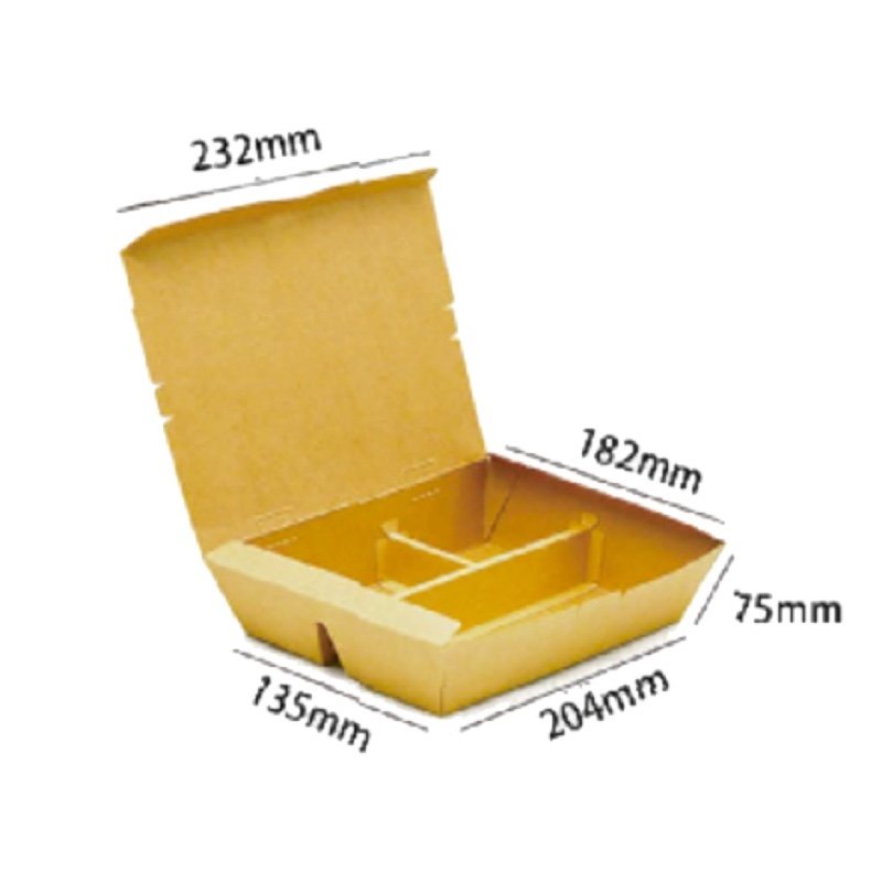 Disposable 3 Compartment Paper Food Box with Lid | Leak-Proof Food Packaging - 图片 3