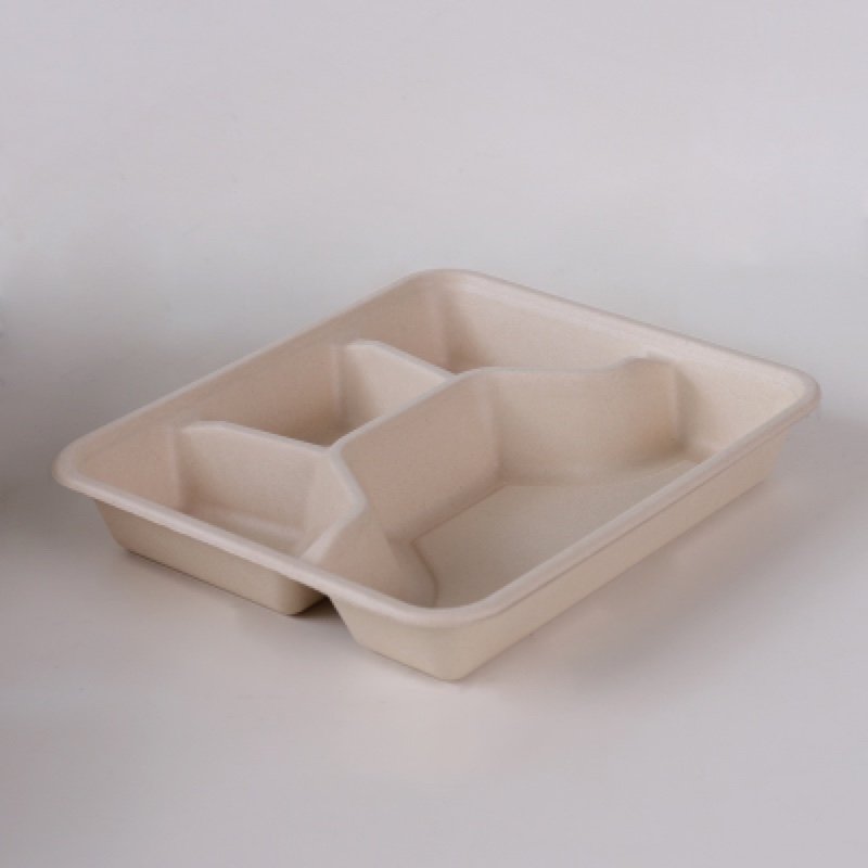 1200ml Bagasse 4 Compartment Lunch Box | Compostable & Biodegradable Food Container for Takeaway & Meal Prep - 图片 2