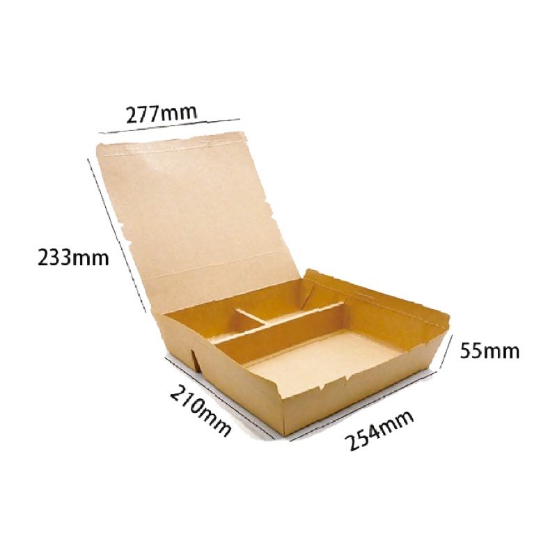 Disposable 3 Compartment Paper Food Box with Lid | Leak-Proof Food Packaging - 图片 4