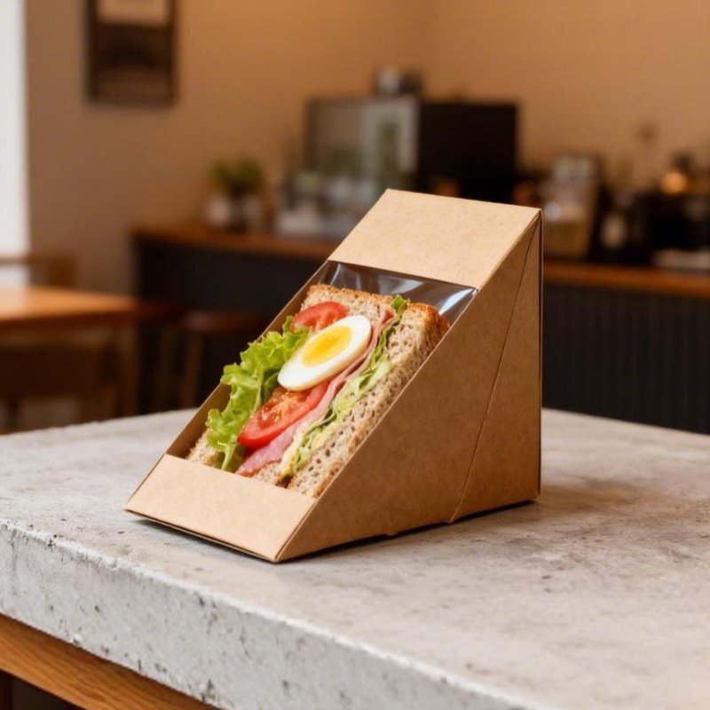 Eco Friendly Biodegradable Sandwich Box | Kraft PLA Lined