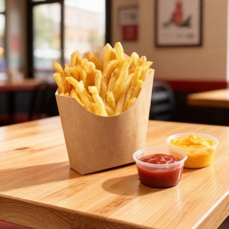 Eco Friendly Biodegradable French Fries Box PLA PE Lined Food Grade Disposable Paper Takeaway Snack Packaging Box