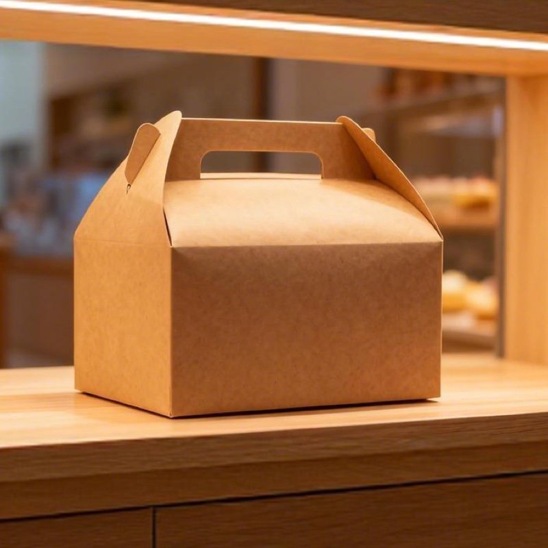 Eco Friendly Gable Box for Food Packaging | Compostable Kraft Gable Box for Takeaway & Bakery