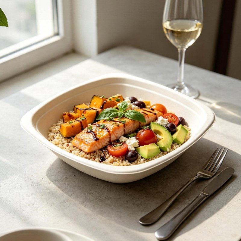 16oz Square Bagasse Bowl – Biodegradable, Compostable, Eco Friendly Takeaway Container