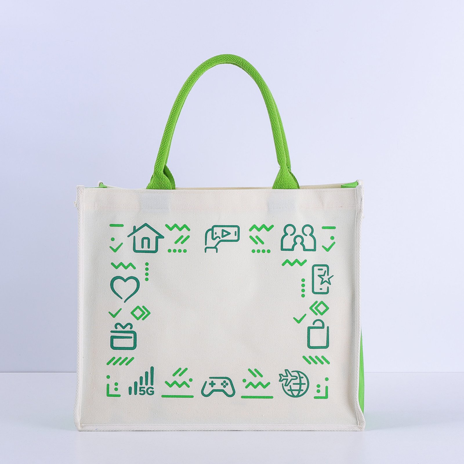 Canvas Laminated PVC Eco-Friendly Tote Bag | Custom Reusable Shopping Bag - 图片 2