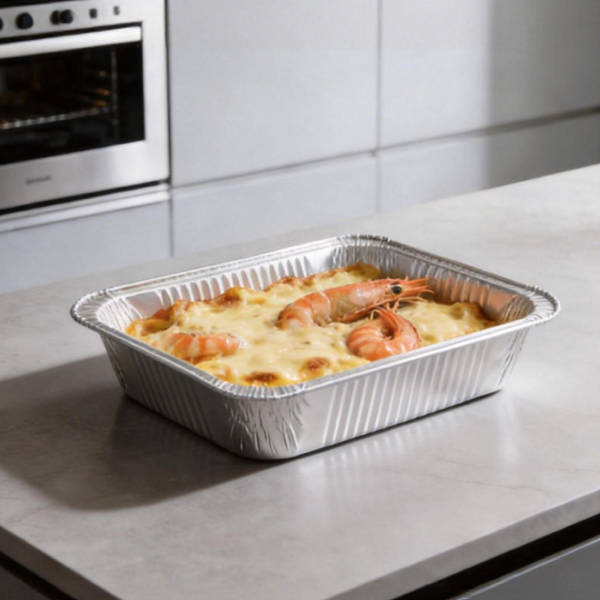 5600ml Deep Rounded Corner Aluminum Food Container | 5.6L Rectangular Tray