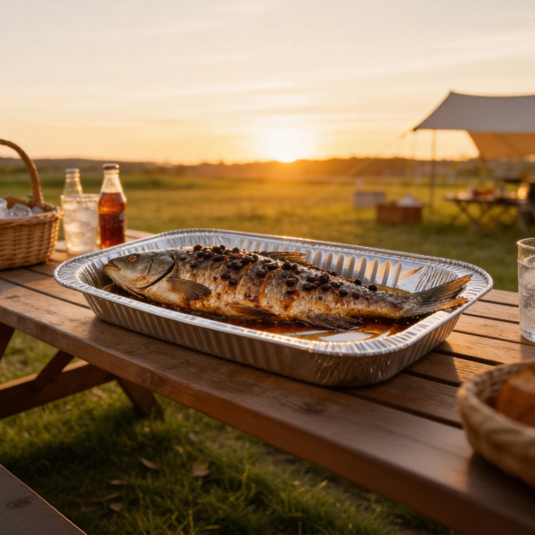 Large Aluminum Fish Plate | 2100ml Disposable Seafood Tray