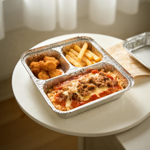 Aluminum 3 Compartment Deep Tray | Disposable Food Container