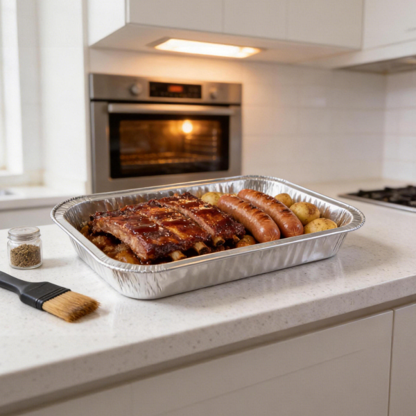 Rounded Square Aluminum Food Tray | Disposable Aluminum Container