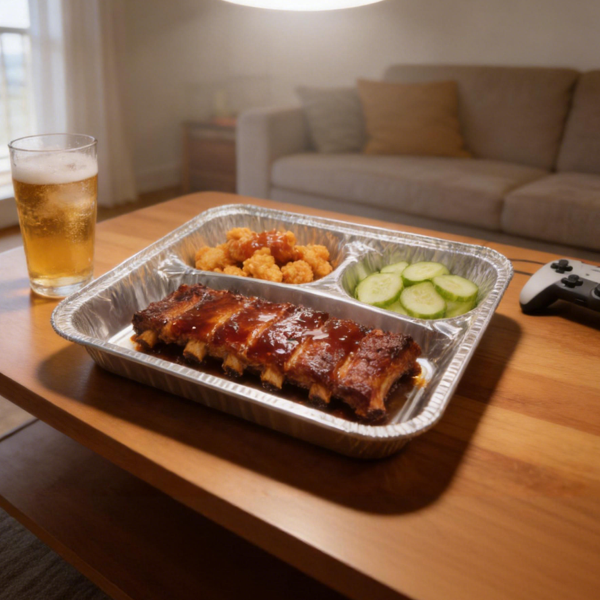 Deep 3 Compartment Aluminum Foil Tray | Disposable Food Container