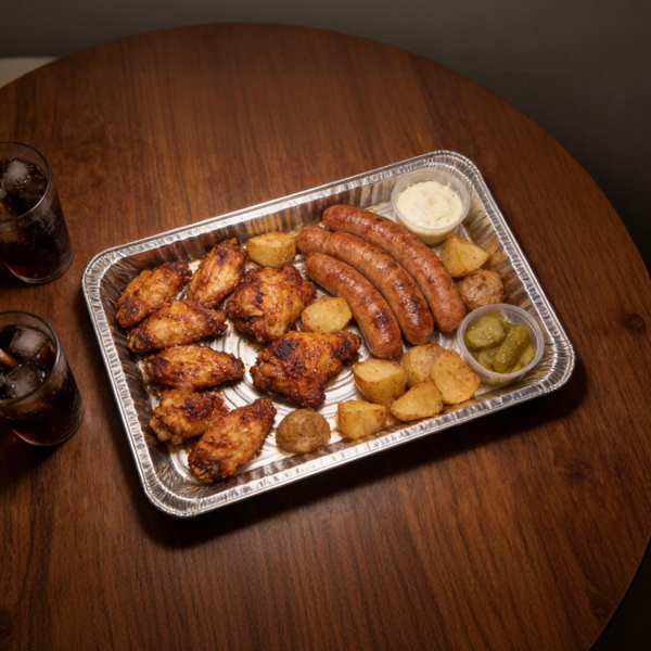 Aluminum Shallow Rounded Rectangle Tray 6700ml | Large Disposable Food Tray